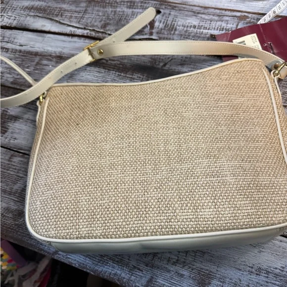 Etienne Aigner Beige and Cream Woven Crossbody Bag - Picture 4 of 9